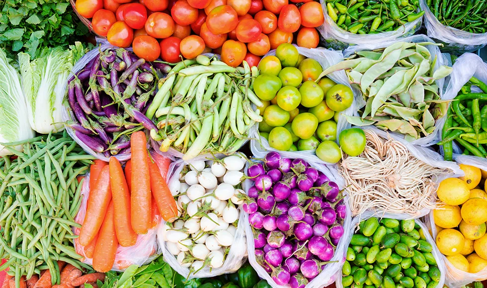Selección de frutas y verduras frescas de Los Chilcos